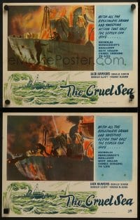 3r912 CRUEL SEA 2 English LCs 1953 Charles Frend, cool WWII Naval battle images and border art!