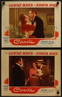 3r899 CARRIE 2 LCs 1952 amorous Laurence Olivier grabs pretty Jennifer Jones, William Wyler