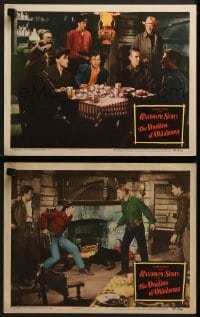3r923 DOOLINS OF OKLAHOMA 2 LCs 1949 Randolph Scott with cowboys Noah Beery Jr. and John Ireland!