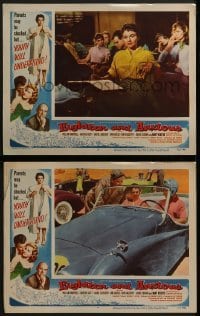 3r925 EIGHTEEN & ANXIOUS 2 LCs 1957 William Campbell, Mary Webster, cool car and border art!