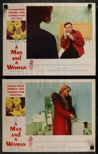 3r956 MAN & A WOMAN 2 LCs 1968 Claude Lelouch's Un homme et une femme, Anouk Aimee, Trintignant