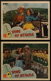3r979 SONG OF NEVADA 2 LCs 1944 portraits of Roy Rogers & Dale Evans + cowgirl dancers!