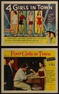 3r016 4 GIRLS IN TOWN 8 LCs 1956 art of sexy Julie Adams, Marianne Cook, Elsa Martinelli & Gia Scala!