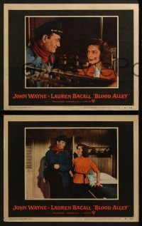 3r055 BLOOD ALLEY 8 LCs 1955 cool images of John Wayne with Lauren Bacall, one w/ Mike Mazurki!