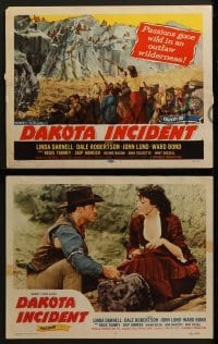 3r085 DAKOTA INCIDENT 8 LCs 1956 Linda Darnell, passions gone wild in an outlaw wilderness!