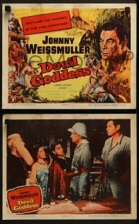 3r098 DEVIL GODDESS 8 LCs 1955 Johnny Weissmuller is NOT Jungle Jim, battling the fire-priestess!