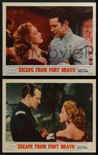 3r692 ESCAPE FROM FORT BRAVO 4 LCs 1953 Holden, Parker & others trapped by Indians, John Sturges!