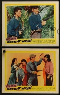 3r694 ESCORT WEST 4 LCs 1959 cowboy Victor Mature, Faith Domergue & Elaine Stewart!