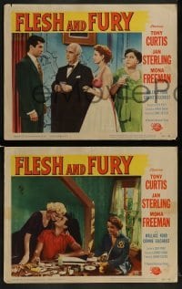 3r698 FLESH & FURY 4 LCs 1952 boxer Tony Curtis has fury in his fists & naked hunger in his heart!