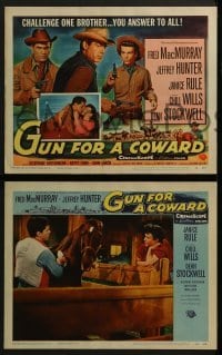 3r152 GUN FOR A COWARD 8 LCs 1956 cowboys Fred MacMurray & Dean Stockwell in action, Janice Rule!