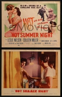 3r161 HOT SUMMER NIGHT 8 LCs 1956 Leslie Nielsen w/ Colleen Miller, drama of a Gangland hide-out!