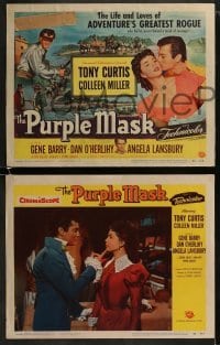 3r258 PURPLE MASK 8 LCs 1955 cool images of masked avenger Tony Curtis w/pretty Colleen Miller!