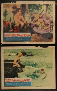 3r745 RIDE THE WILD SURF 4 LCs 1964 sexy girls in bikinis & surfboards on the beach!