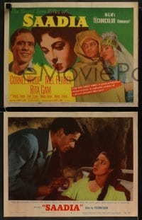 3r274 SAADIA 8 LCs 1954 Arab Cornel Wilde, Mel Ferrer & Rita Gam in hot-blooded Morocco!
