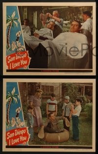 3r556 SAN DIEGO I LOVE YOU 6 LCs 1944 Jon Hall & Louise Allbritton in an out-and-shout laugh affair!