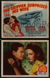 3r296 SKIPPER SURPRISED HIS WIFE 8 LCs 1950 Robert Walker & pretty Joan Leslie, cool winking tc art!