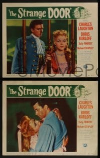 3r758 STRANGE DOOR 4 LCs 1951 creepy Boris Karloff, Charles Laughton & sexy Sally Forrest!