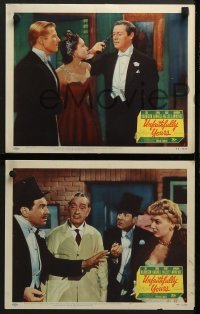 3r769 UNFAITHFULLY YOURS 4 LCs 1948 Rex Harrison, sexy Linda Darnell, Rudy Vallee, Lawrence!