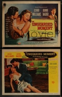 3r361 UNGUARDED MOMENT 8 LCs 1956 teacher Esther Williams, John Saxon, George Nader!