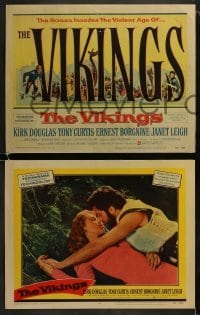 3r367 VIKINGS 8 LCs 1958 Kirk Douglas, beautiful Janet Leigh, Tony Curtis, Richard Fleischer!