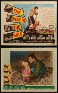 3r377 WAY TO THE GOLD 8 LCs 1957 cool images of Jeffrey Hunter & sexy Sheree North, Barry Sullivan!