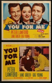 3r393 YOU FOR ME 8 LCs 1952 should pretty Jane Greer marry Peter Lawford or Gig Young, money or love