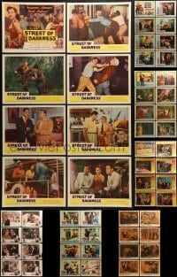 3s086 LOT OF 56 LOBBY CARDS 1950s complete sets of 8 cards from 7 different movies!