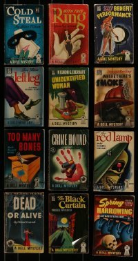3s160 LOT OF 12 DELL MYSTERY PAPERBACK BOOKS 1940s-1950s all with great artwork on the covers!