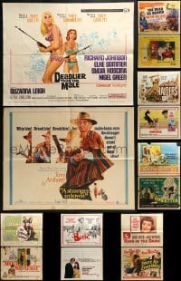3s230 LOT OF 14 FORMERLY FOLDED HALF-SHEETS 1940s-1950s great images from a variety of movies!