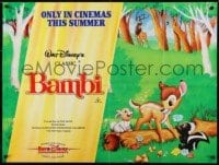 3t270 BAMBI advance DS British quad R1993 Walt Disney cartoon classic, art with Thumper & Flower!