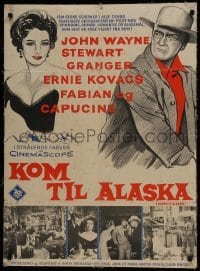 3t058 NORTH TO ALASKA Danish 1961 John Wayne & sexy Capucine in an adventure in the Yukon!