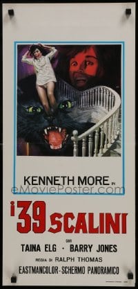 3t873 39 STEPS Italian locandina 1959 Kenneth More, Taina Elg, English crime thriller, cool art!