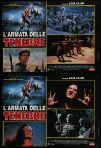 3t860 ARMY OF DARKNESS group of 2 Italian 19x26 pbustas 1993 Sam Raimi cult classic, Bruce Campbell!