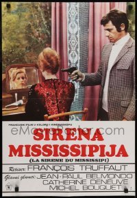 3t080 MISSISSIPPI MERMAID Yugoslavian 19x28 1970 Francois Truffaut's La Sirene du Mississippi, Belmondo!