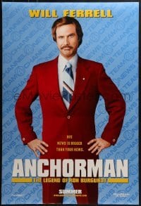 3w052 ANCHORMAN teaser DS 1sh 2004 The Legend of Ron Burgundy, image of newscaster Will Ferrell!