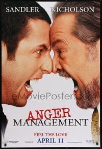 3w053 ANGER MANAGEMENT teaser DS 1sh 2003 Adam Sandler & Jack Nicholson face off!