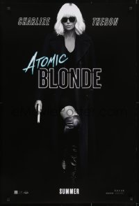 3w063 ATOMIC BLONDE teaser DS 1sh 2017 great full-length image of sexy Charlize Theron with gun!