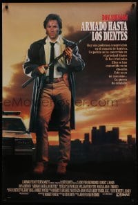 3w207 DEAD BANG int'l Spanish language 1sh 1989 cool art of tough Don Johnson w/gun, Frankenheimer!