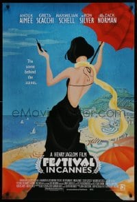 3w282 FESTIVAL IN CANNES 1sh 2001 Anouk Aimee, artwork of sexy woman at the beach!