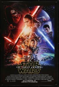 3w296 FORCE AWAKENS int'l advance DS 1sh 2015 Star Wars: Episode VII, cool montage!