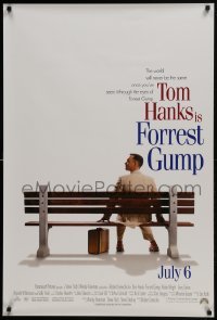 3w300 FORREST GUMP int'l advance 1sh 1994 classic image of Tom Hanks sitting on bench, Zemeckis!