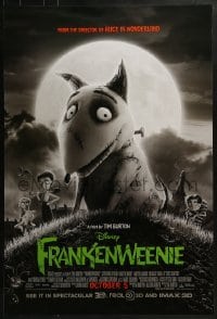 3w302 FRANKENWEENIE advance DS 1sh 2012 Tim Burton, horror image of wacky dog!