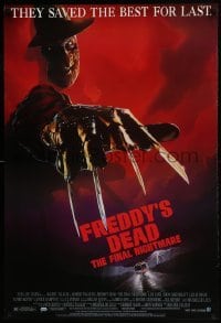 3w304 FREDDY'S DEAD DS 1sh 1991 great art of Robert Englund as Freddy Krueger!