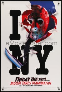 3w310 FRIDAY THE 13th PART VIII recalled teaser 1sh 1989 Jason Takes Manhattan, I love NY in July!