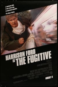 3w311 FUGITIVE advance DS 1sh 1993 Harrison Ford is on the run from Tommy Lee Jones!