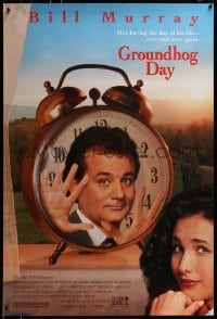 3w361 GROUNDHOG DAY 1sh 1993 Bill Murray, Andie MacDowell, directed by Harold Ramis!