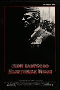 3w379 HEARTBREAK RIDGE 1sh 1986 Clint Eastwood all decked out in uniform & medals!