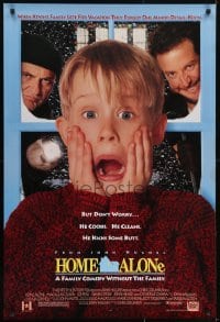 3w396 HOME ALONE DS 1sh 1990 classic Macaulay Culkin, Daniel Stern, Joe Pesci!