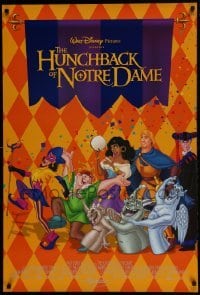 3w405 HUNCHBACK OF NOTRE DAME int'l DS 1sh 1996 Walt Disney, Victor Hugo, art of cast on parade!