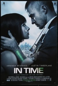 3w417 IN TIME style D int'l advance DS 1sh 2011 Justin Timberlake, Amanda Seyfried, cool sci-fi!